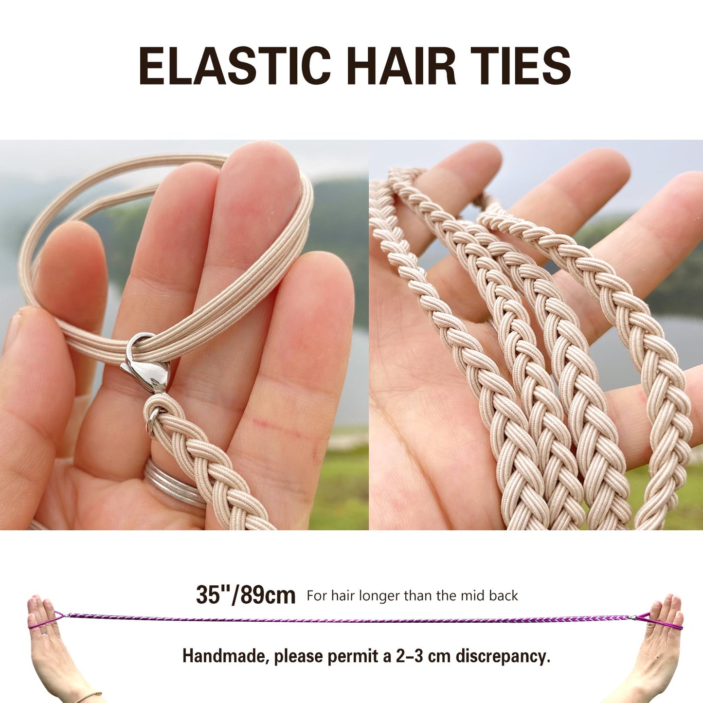 1 Pack Green Ponytail Holders for Long Thick Curly Hair, Elastic Hair Ties No Damage for Sports Strong Braided Hair Bands for Women Spiral Pony Tails Wrap Hair Tie for Water Wind Swim Skiing Surfing