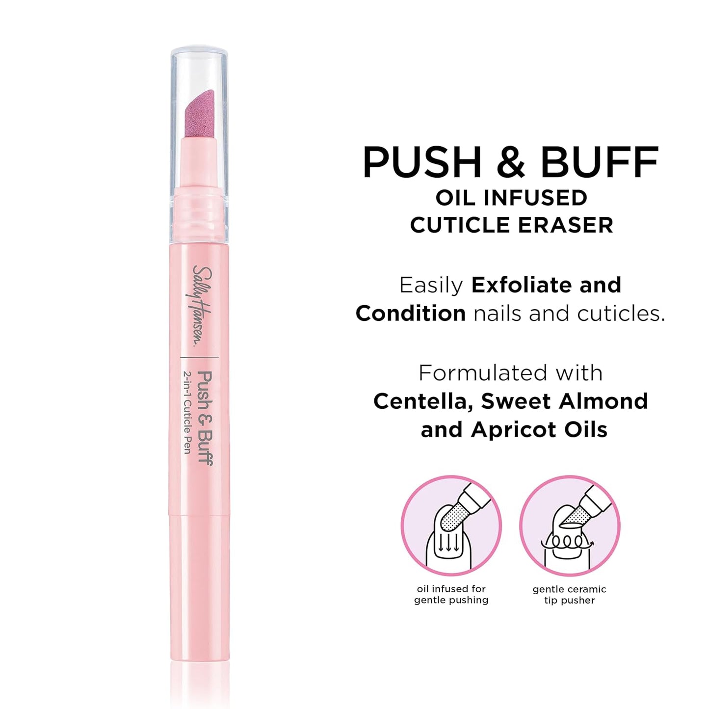 Sally Hansen Cuticle Care Treatment Pen - 2-in-1 Exfoliator & Polisher | Textured Tip for Smooth Cuticles
