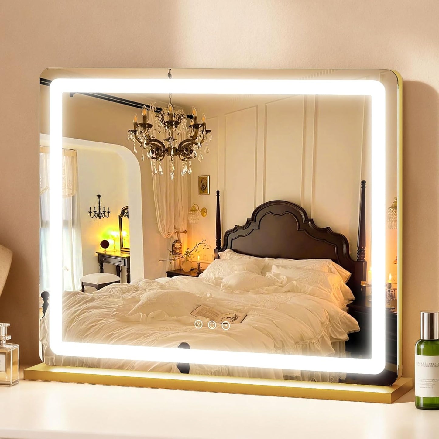 Lighted Vanity Mirror - 23x18 Inch Dimmable LED with Touch Control | Large Makeup Mirror for Dressing Room
