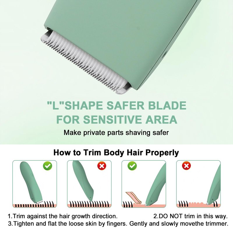 Pubic Hair Trimmer for Men and Women,Electric Shaver for Chest,Legs & Bikini,Waterproof Wet/Dry Shaver,USB Recharge Dock(Green)