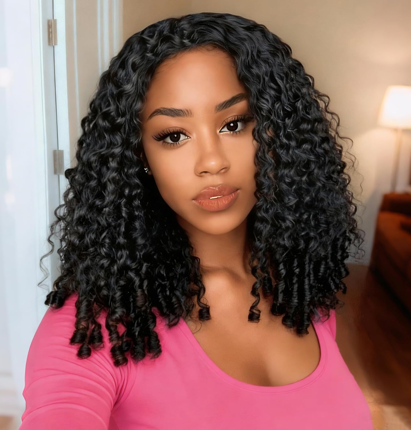 Burmese Curly Half Wig - 200% Density Human Hair | 14-Inch Glueless Flip Over for Black Women