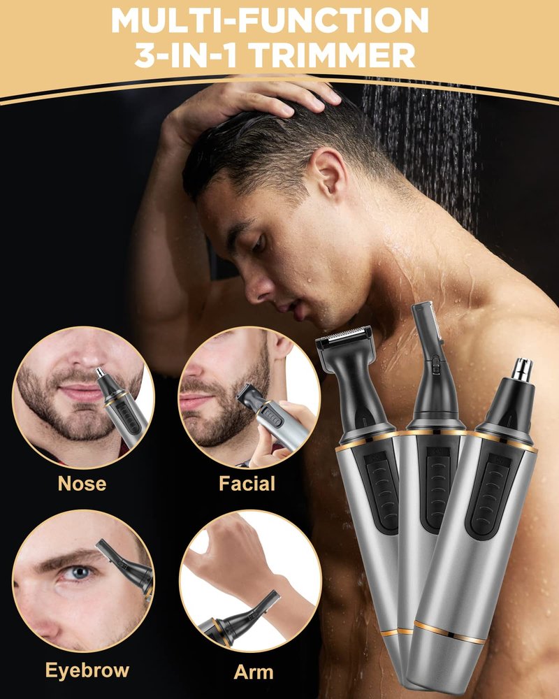 AREYZIN Nose Hair Trimmer for Men 2026 Professional Painless Rechargeable Nose Trimmer for Men and Women, Eyebrow Facial Hair Trimmer, Powerful Motor, IPX7 Waterproof, Dual Edge Blades