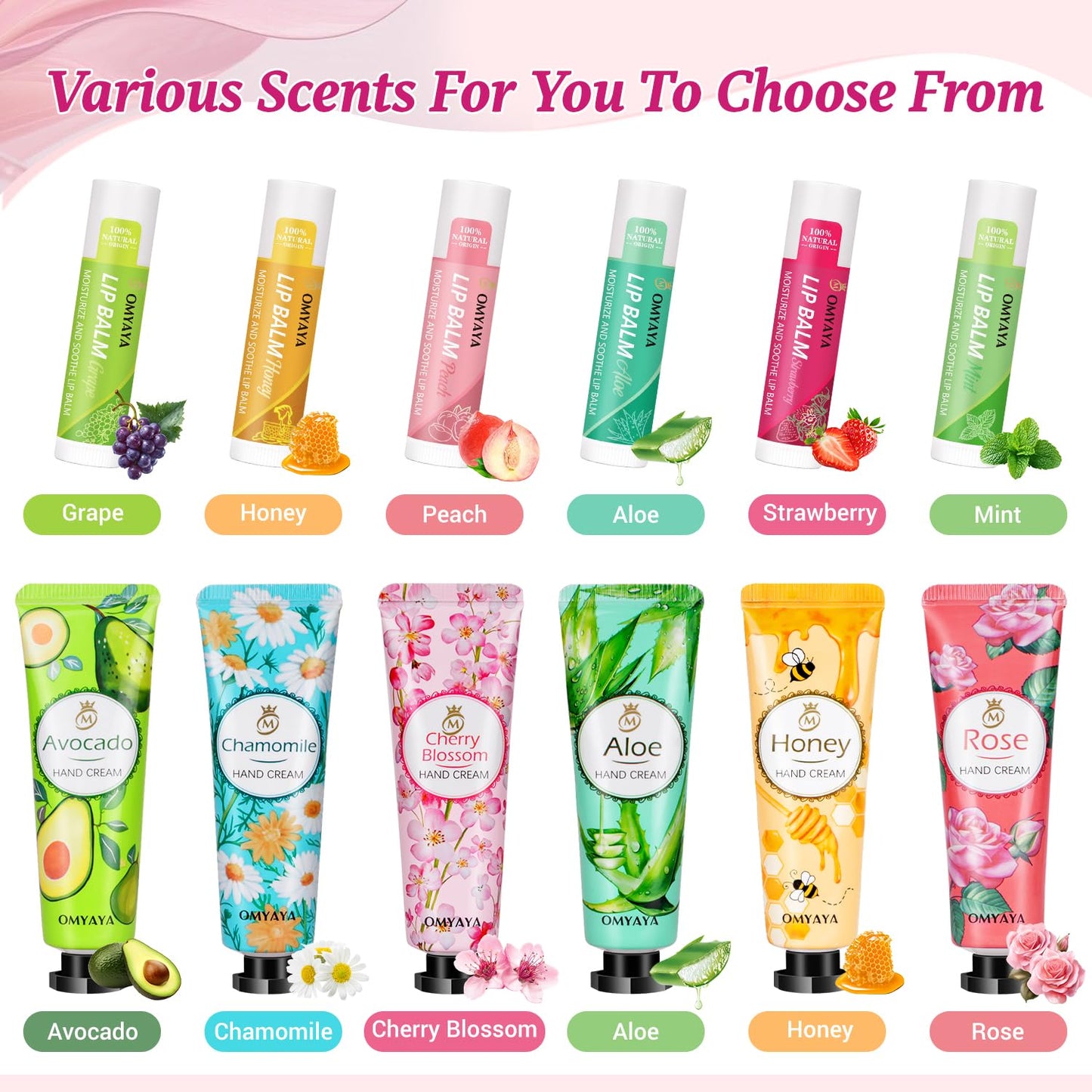 Bulk Gifts For Women, Lip Balm Bulk and Hand Cream Gift Set with Thank You Card Organza Bag, Teacher Appreciation Gifts, Women Nurse Gift, Party Favors For Bridal Wedding, Spa Party Supplies