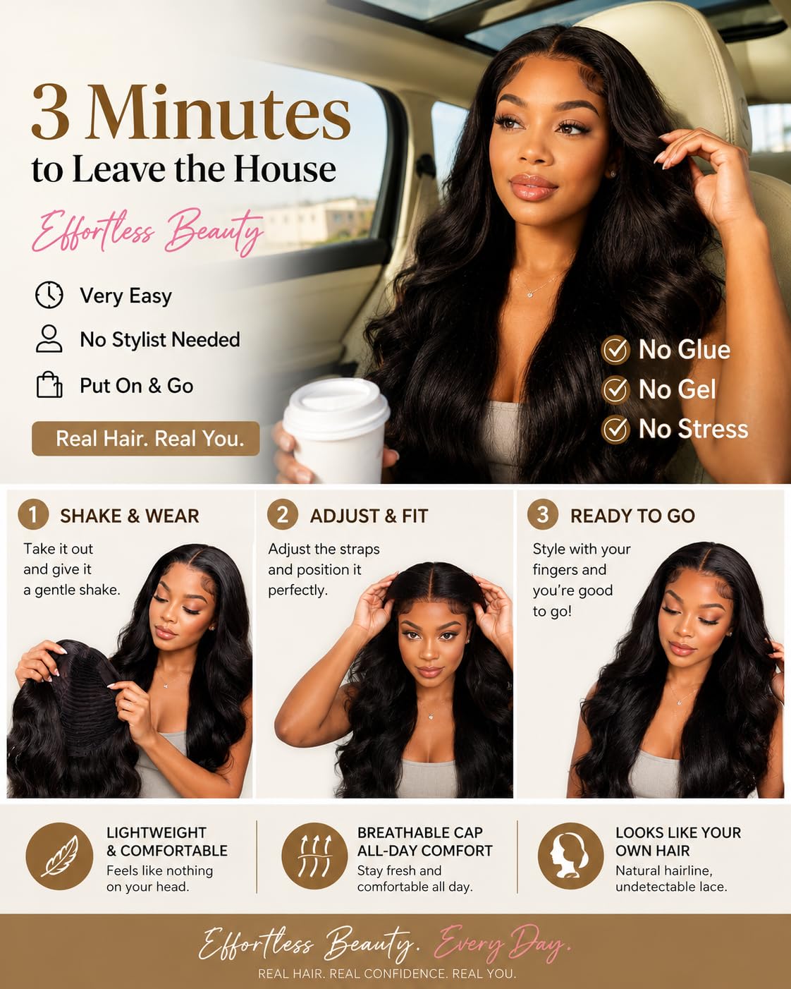 5x5 HD Lace Closure Wig - 200% Density 26 Inch Body Wave | Ultra-Thin Swiss Lace, Pre-Plucked, Glueless Design
