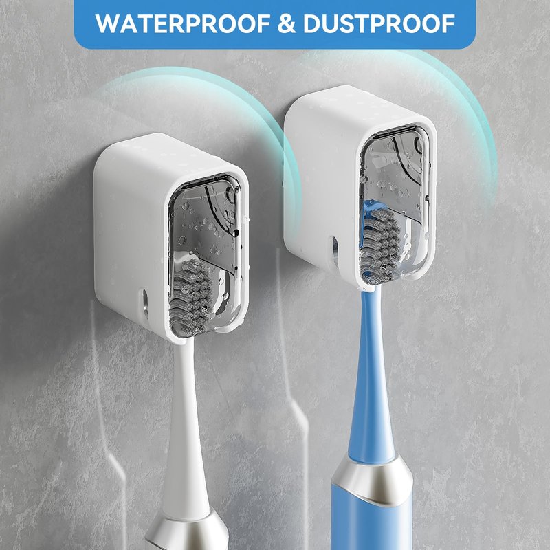 Toothbrush Holders for Bathroom【Innovation Single Slot Design】 2PCS Toothbrush Holder Wall Mounted with Cover for Shower, Single Toothbrush Dispenser Storage Organizer for Family & Travel