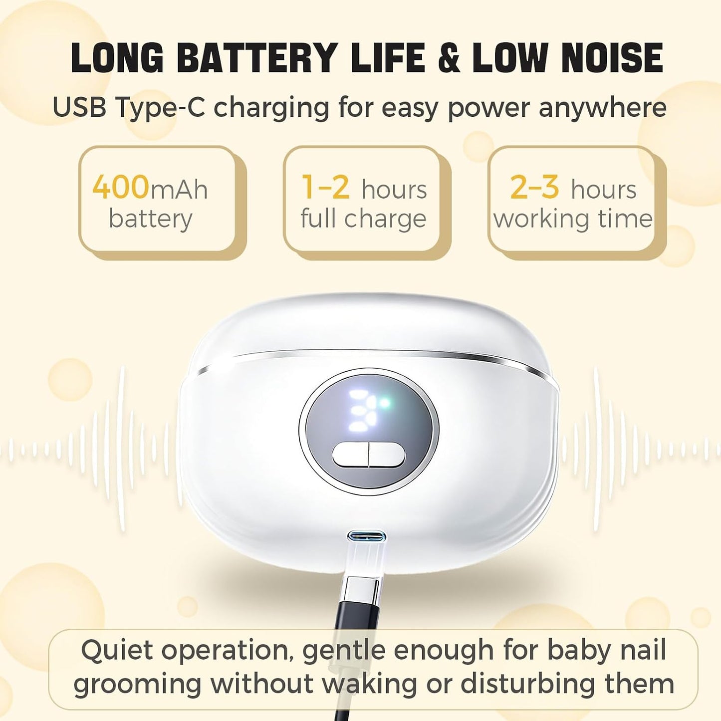 Automatic Electric Nail Clipper - 3-in-1 Dual-Blade Trimmer with LED Lamp & Storage | Rechargeable Safe Nail Care Tool for All Ages (White)