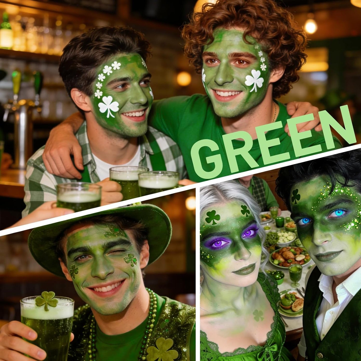 Green Face Body Paint Stick - Vegan Oil-Based Halloween Makeup | 0.12oz for St. Patrick's Day & Cosplay