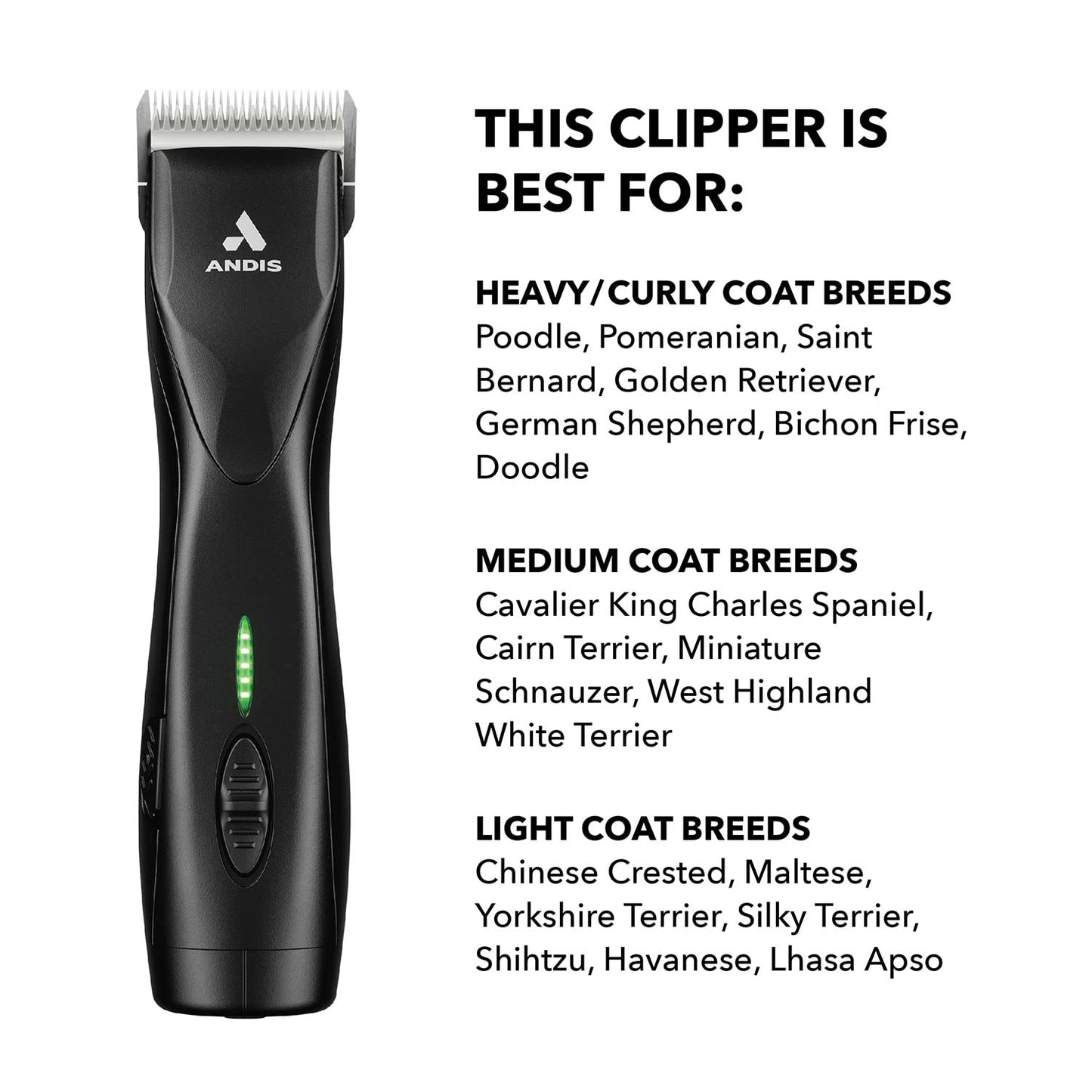 Andis 79170 Pulse Zr II 5-Speed Detachable Blade Clipper, Cordless Animal/Dog Grooming, Removable Lithium Ion Battery, LED Charge Light, Black