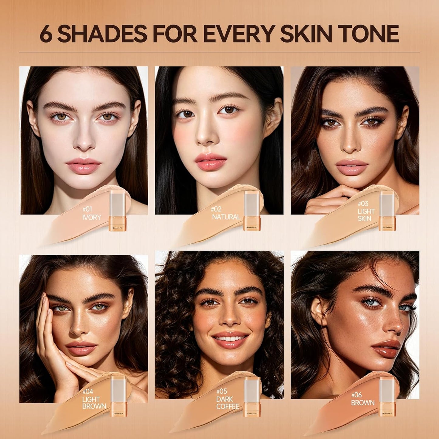 Korean Foundation Stick for Mature Skin - Buildable Light to Medium Coverage | Dual-Ended with Brush, Natural Dewy Finish (Ivory)