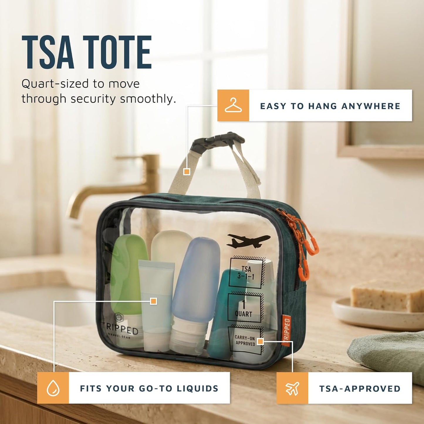 Travel Toiletry Bag Set - Hanging Organizer with TSA-Compliant Cosmetic Bag & Ultralight Pouch | Perfect for Travel