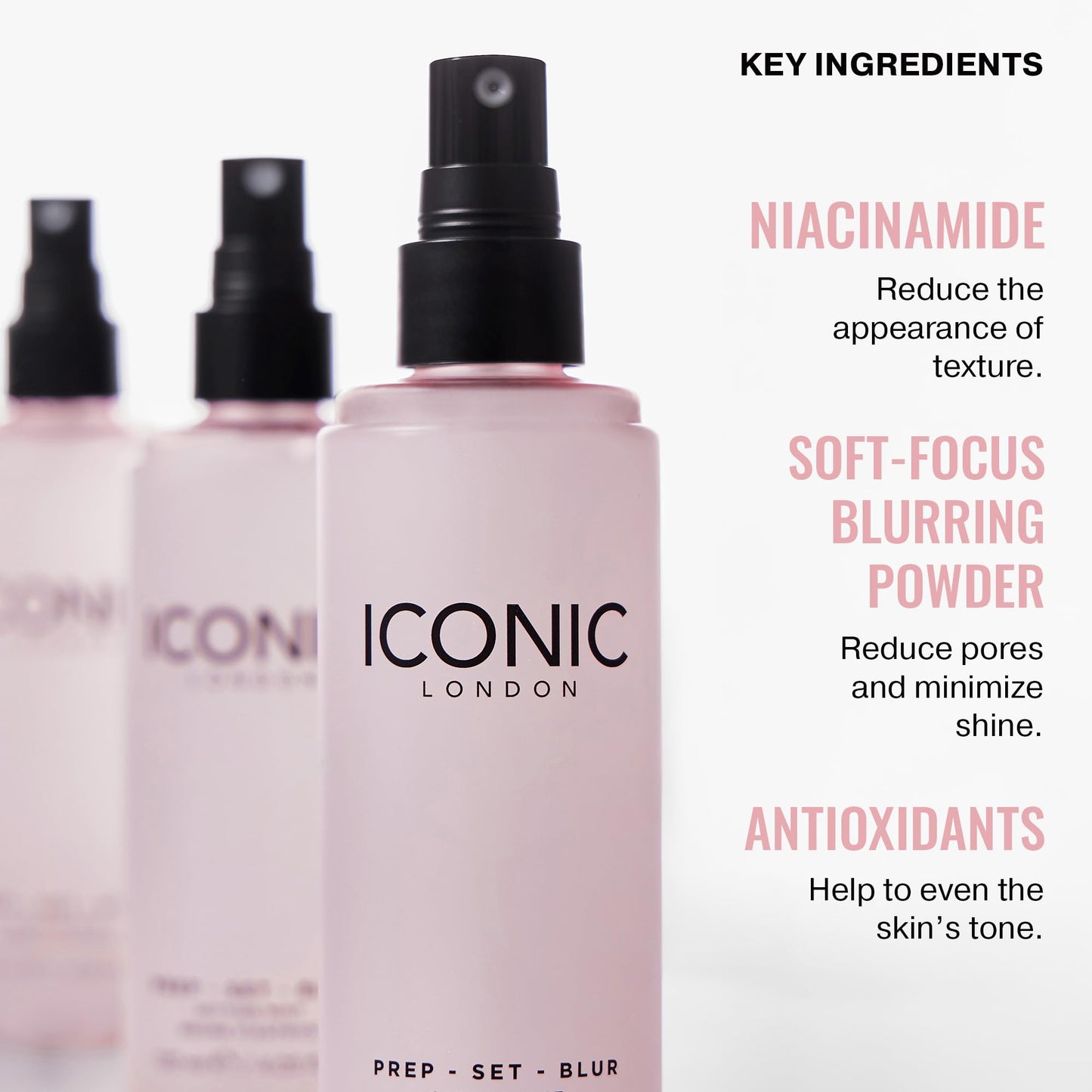 ICONIC LONDON Prep Set Blur Setting Spray | Makeup Fixing Spray, Blurs Imperfections and Gives Skin a Radiant Glow, Vegan Makeup, 30 mL / 1 Fl Oz.