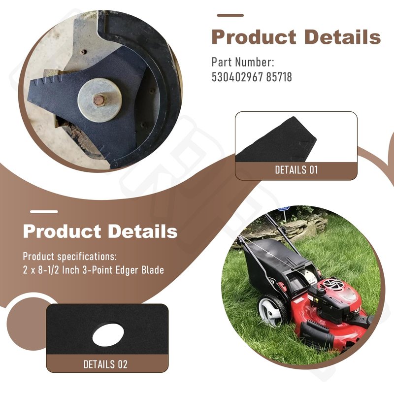 BERPSE (2 Pack) 530402967 3-Point Electric Edger Blade 8-1/2 Inch Compatible with Husqva-RNA Craftsman Jonsered Cutting and Edging Grass, Replaces 85718