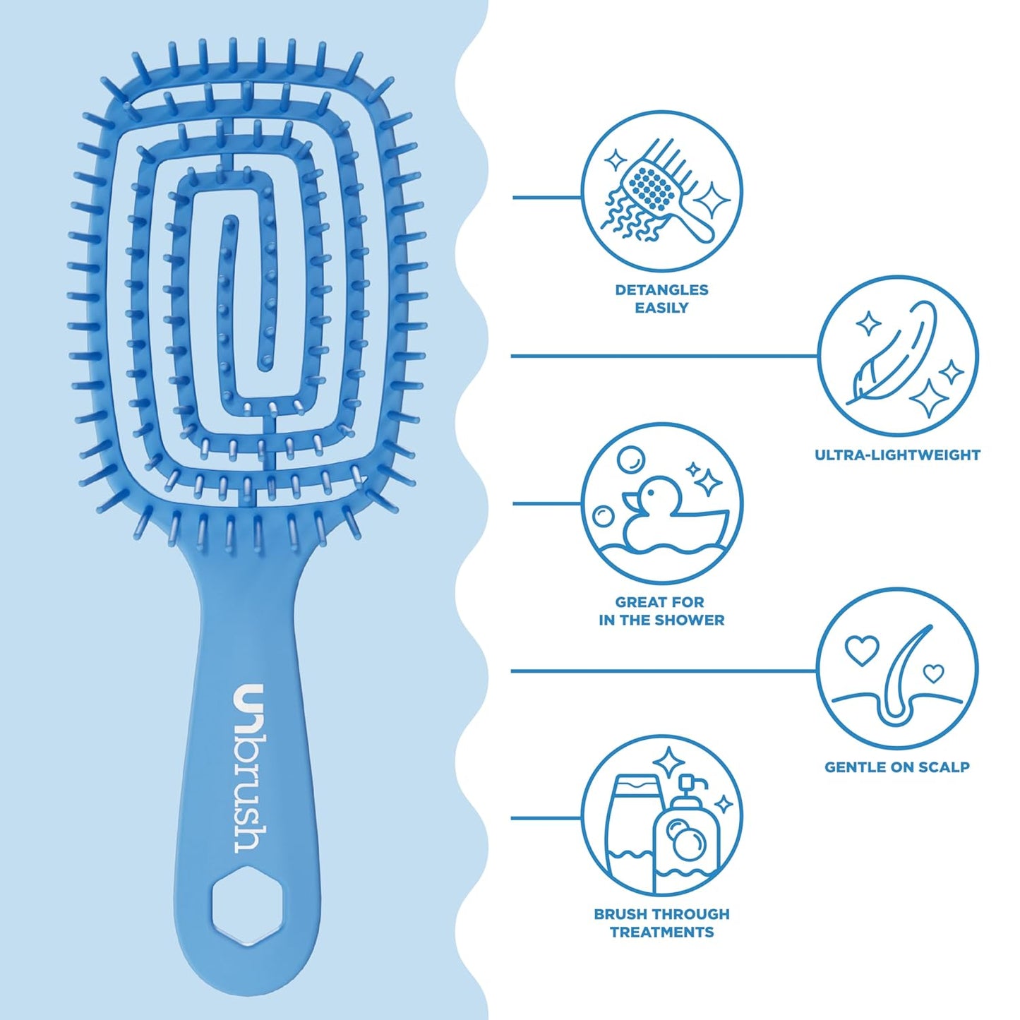 FHI Heat Detangling Brush - Ultra-Flexible Pain-Free Hair Brush with DuoFlex Anti-Static Bristles | Ideal for Tangles & Scalp Massage