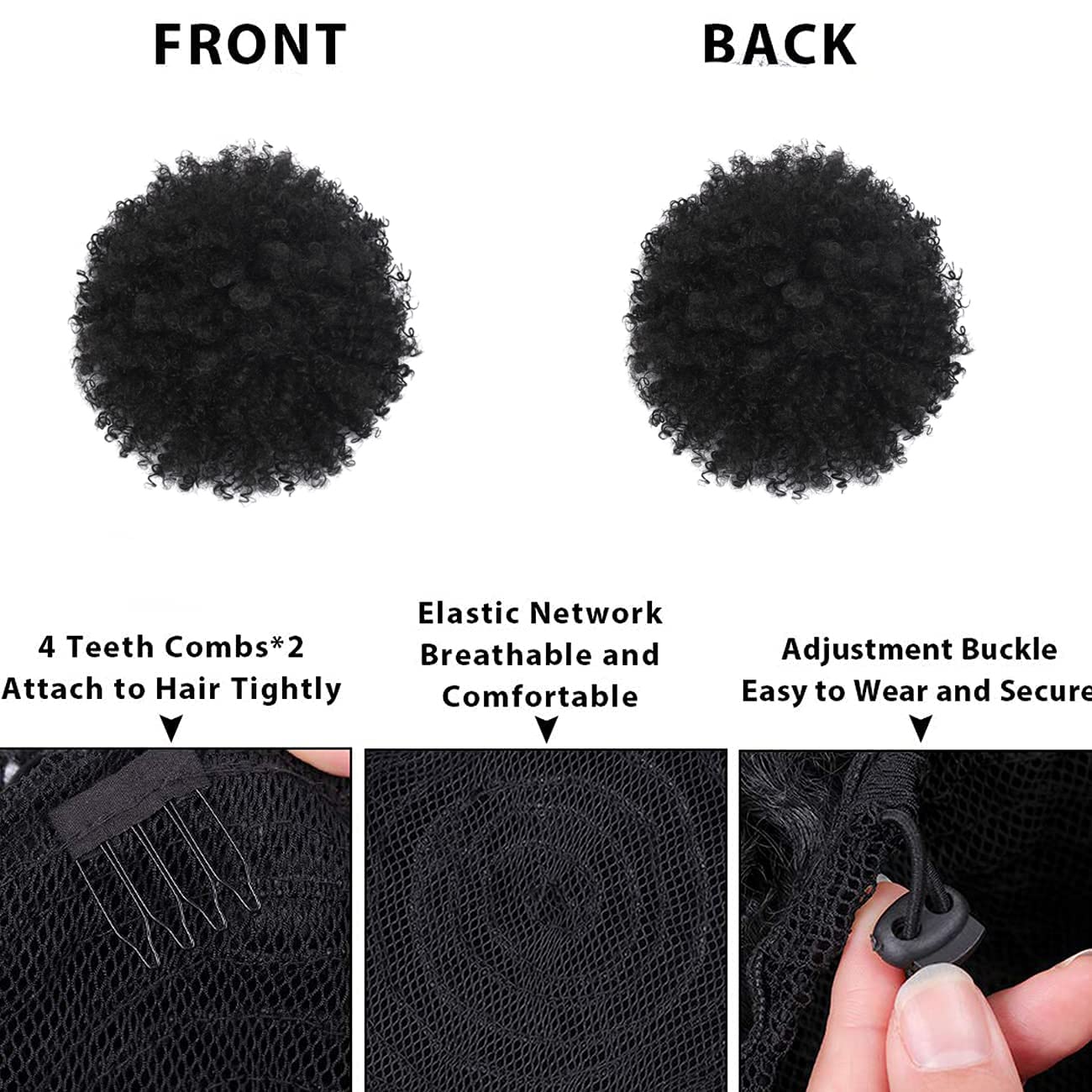 Kinky Curly Drawstring Ponytail Extension - Afro Puff Hairpiece for Black Women | Synthetic Short Bun (2#)