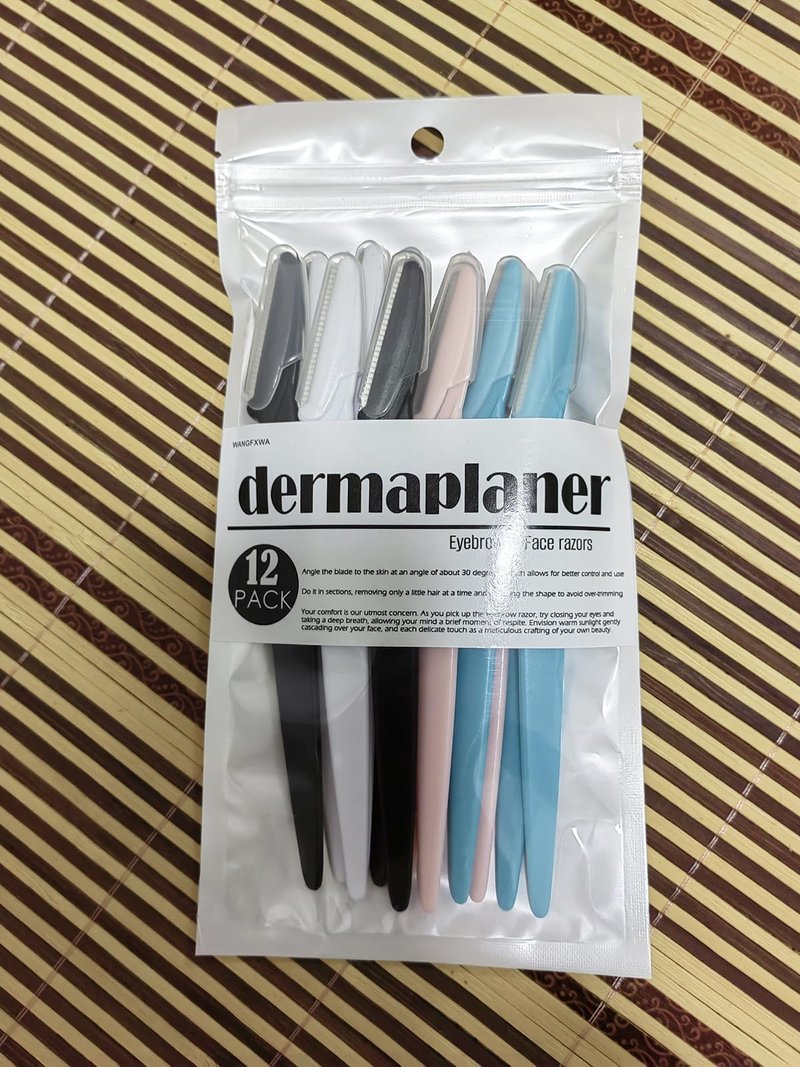 WANGFXWA Dermaplane Razor For Women Men Eyebrow Razors Dermaplaning Tool For Face Shaver Home Hair Beauty blade Trimmer Microblades Peach Fuzz Remover micro dermabrasion facial tool 12pcs