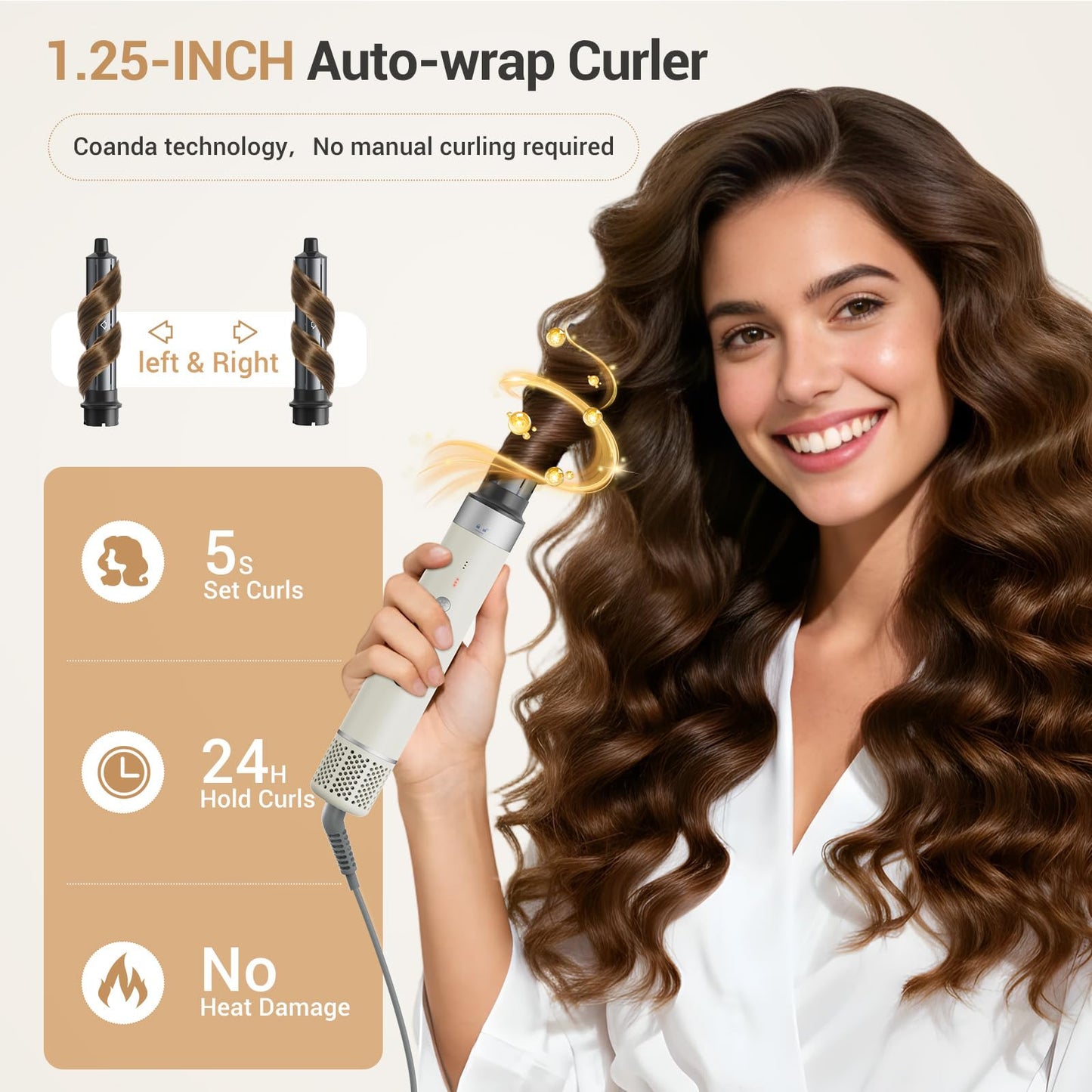 6 in 1 Hair Styler, High Speed Ionic Hair Dryer with Auto-Wrap Curlers, Blow Dryer Oval Brush & Volumizer, No Heat Damage Hot Air Styler for Fast Drying, Curling, Smoothing & Volume