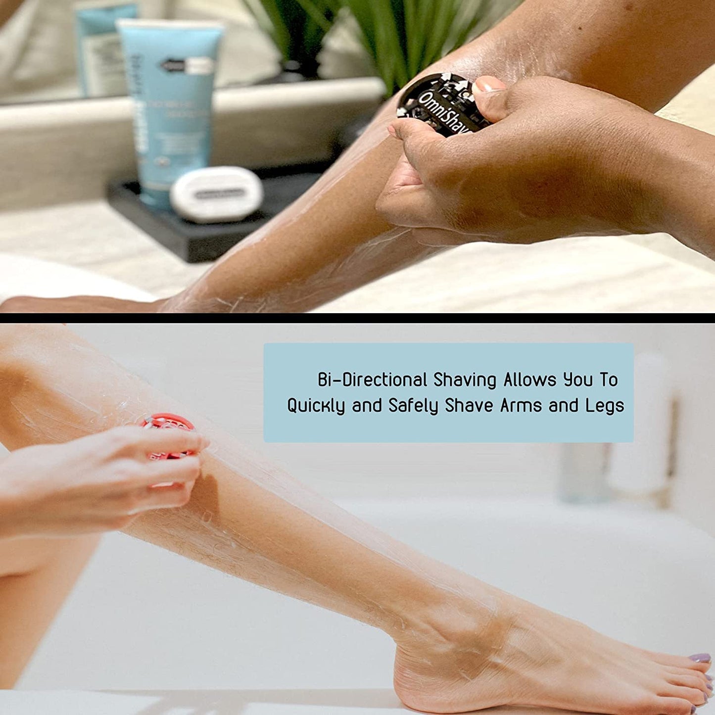 Premium Omnishaver Bi-Directional Shavers for Men & Women | Quick, Smooth, and Safe | Self-Cleaning, Self-Stropping Razor Blades for Shaving Head, Legs, Arms, Body | No Rinsing During Shave (Blue)