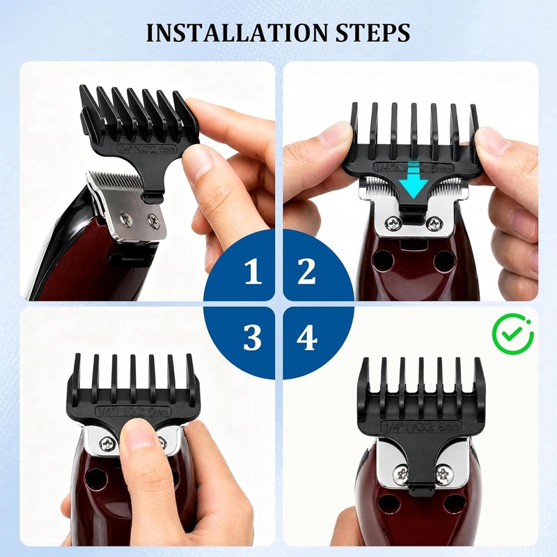 Replacement Guide Comb for Wahl 40mm T-Blade Trimmers - 8 Pack Attachment Guards (1/8" to 1")