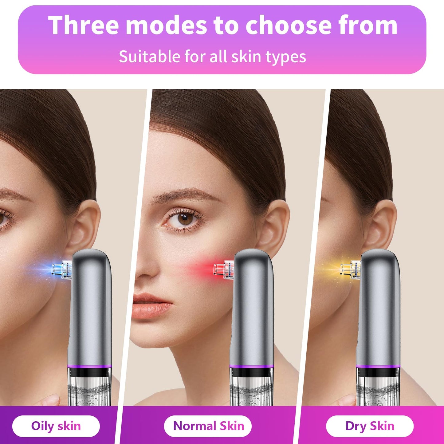 Blackhead Remover Vacuum with Microbubble Cleaning, Facial Pore Extractor & Pro Cleanser Tool, 3 Suction Levels, 5 Replaceable Heads for Deep Cleansing & Skin Care