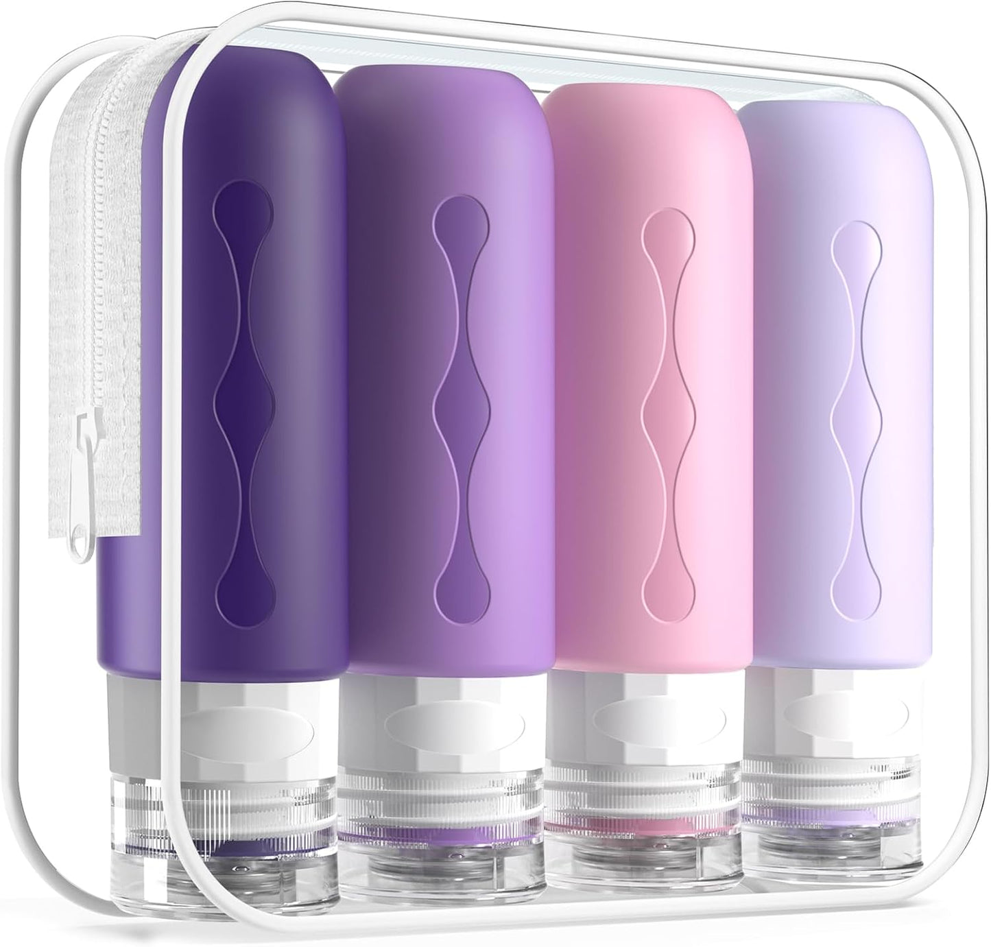 Travel Bottles for Toiletries - TSA Approved 3oz Leak-Proof Containers | BPA-Free Refillable Liquid Accessories (4 Pack)