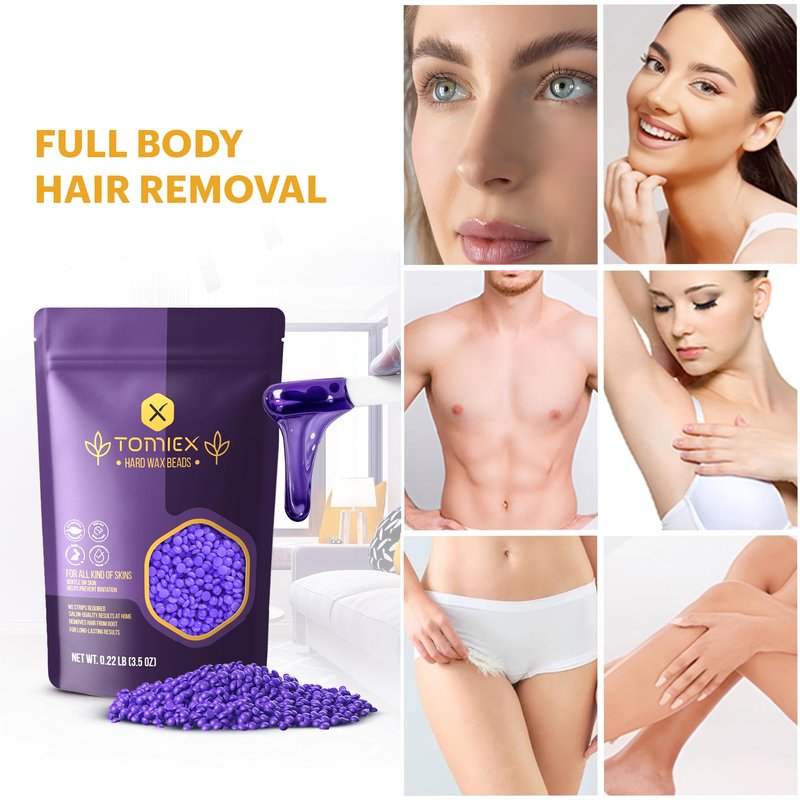 Tomiex Waxing Kit for Hair Removal – Wax Warmer with Large Silicone Pot and Hard Wax Beads for Brazilian, Full Body, Face, Eyebrows, and Bikini Waxing – Ideal for Women, Men (Black Pro)