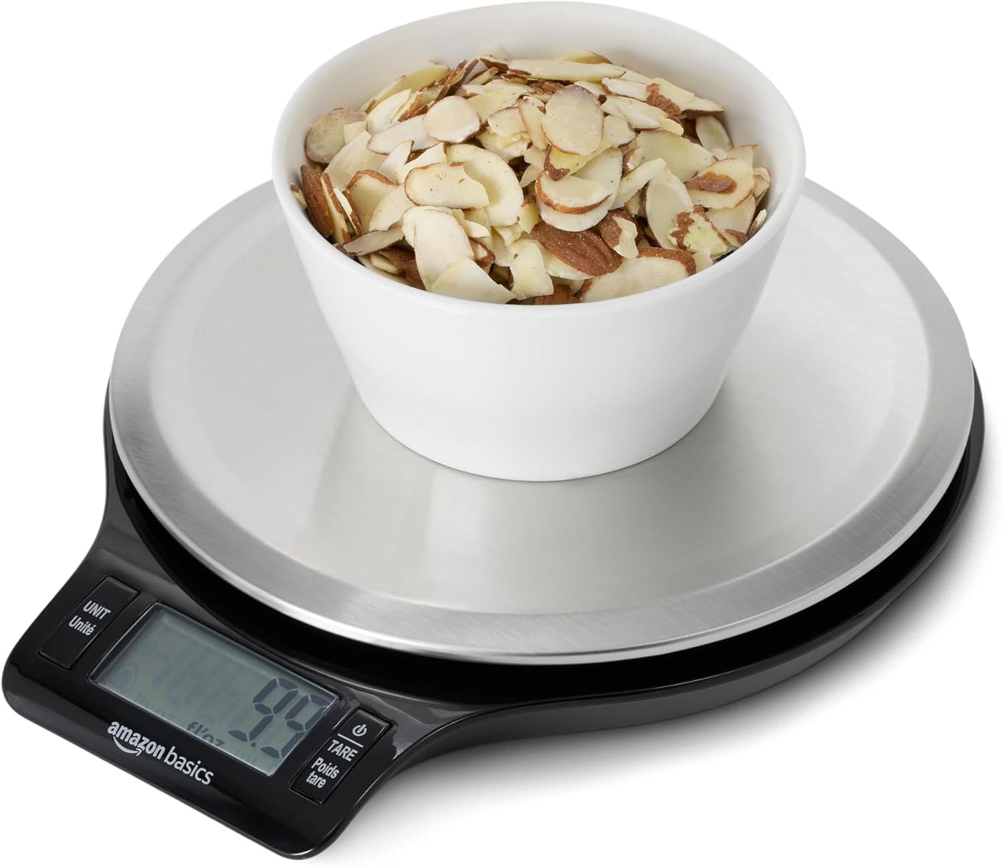 Digital Kitchen Scale - LCD Display, Tare Function, Weighs Up to 11 Pounds | Black & Stainless Steel