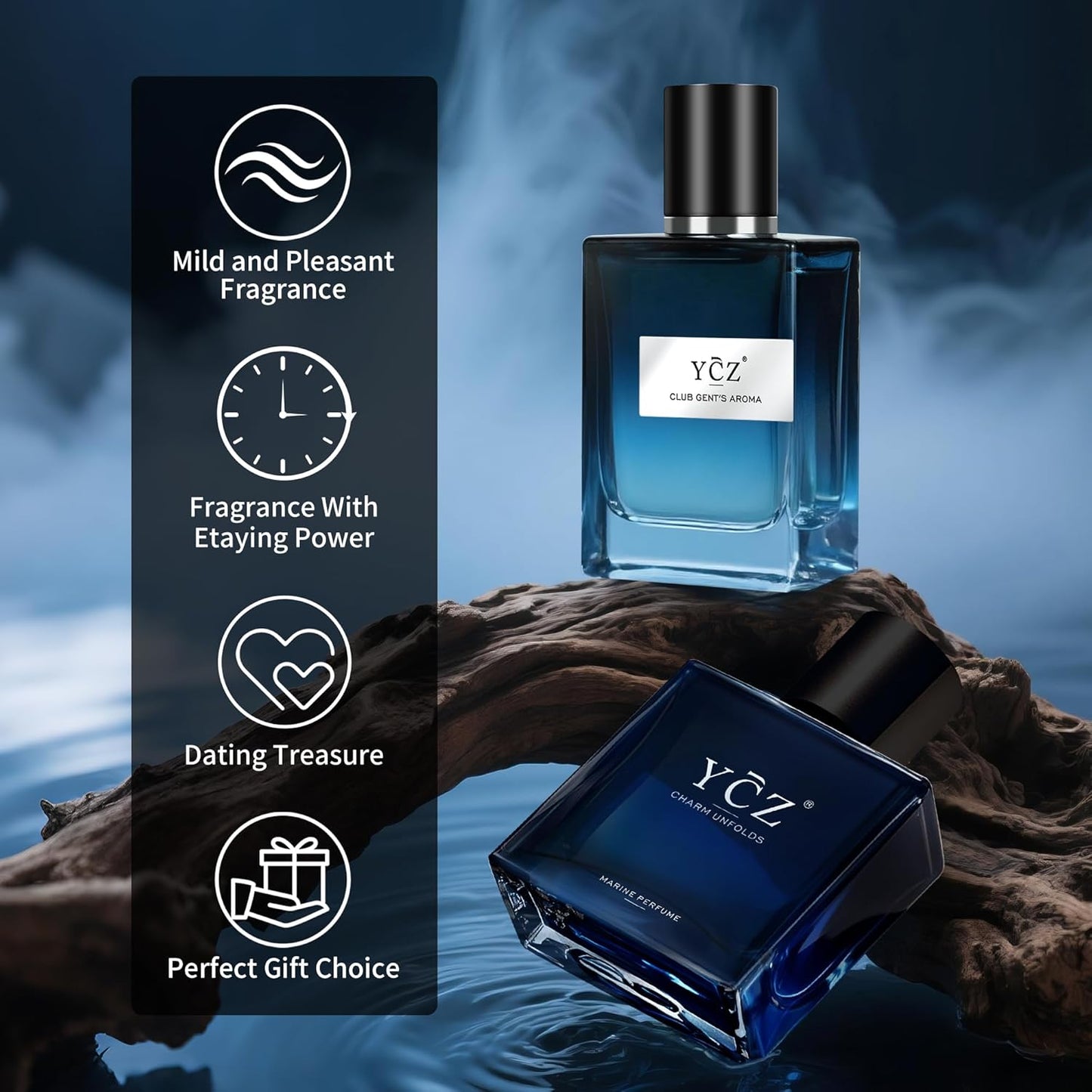 Ycz Cologne for Men - Marine & Club Fragrance Collection | 1.7 Fl Oz Eau de Parfum, Sophisticated Woody Citrus Scent