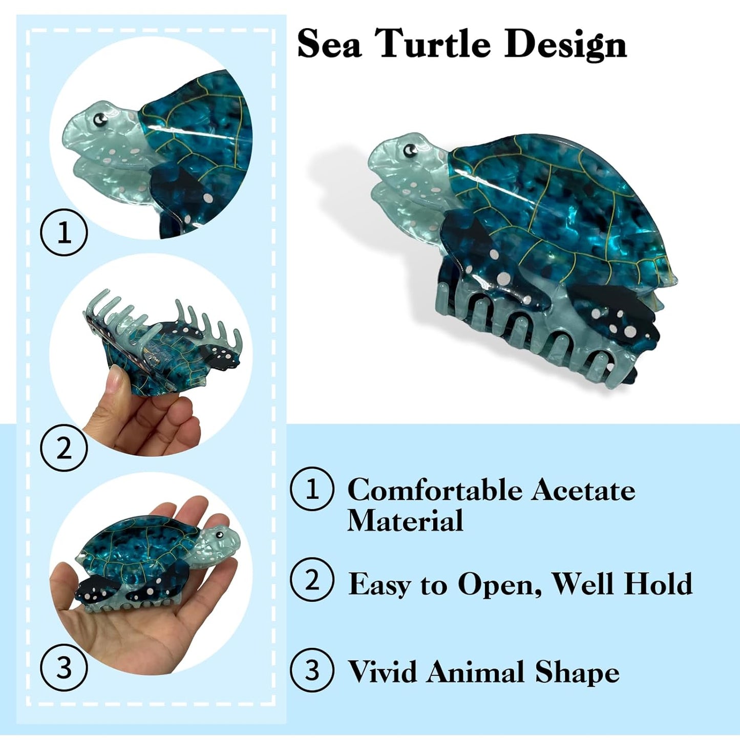 Green Sea Turtle Hair Clip - Fun Ocean Animal Claw Clip for Women | Perfect for Summer, Birthdays & Special Occasions