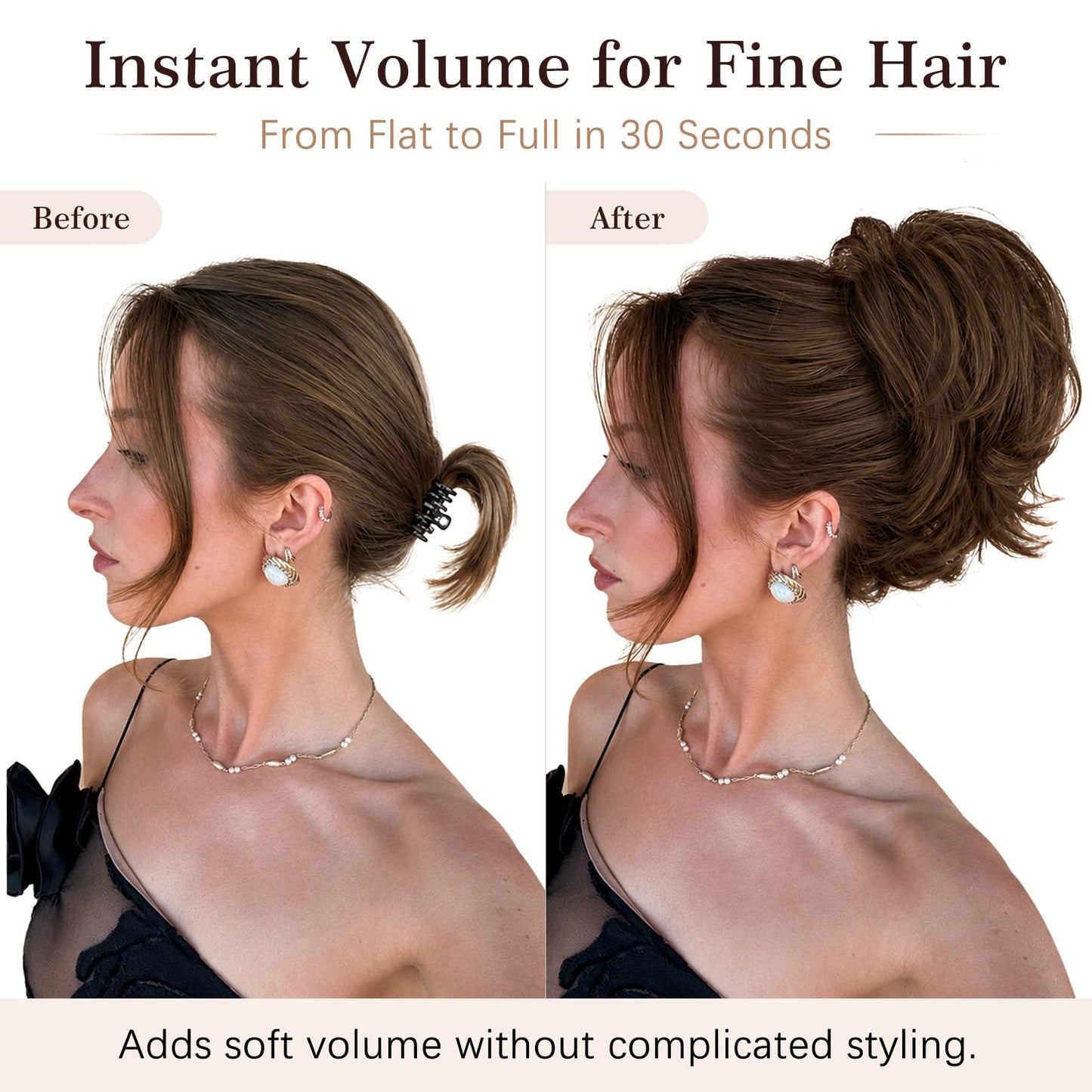 Sotpmal Claw Clip Ponytail Extension - Short Messy Hair Bun Hairpiece for Thin Hair, Straight Synthetic Hair Bun for Secure Hold & Quick Updo, Volumizing DIY Styles for Women(Brown)