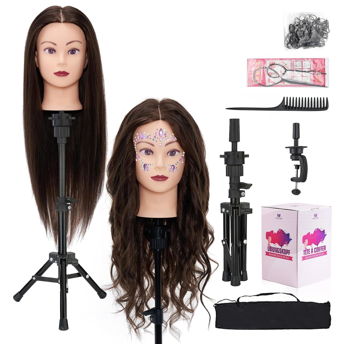 Mannequin Head - 28-Inch with 80% Real Human Hair for Hair Styling, Braiding & Curling | Blonde