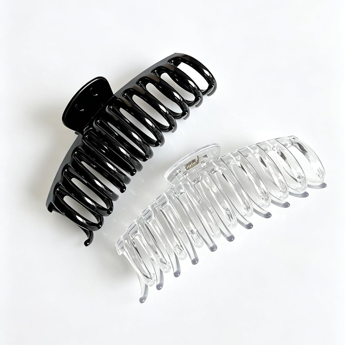 Jumbo Hair Clips for Thick Hair - Long Butterfly Accessories | 5.5 Inch, 2 Pack (Black & Clear)