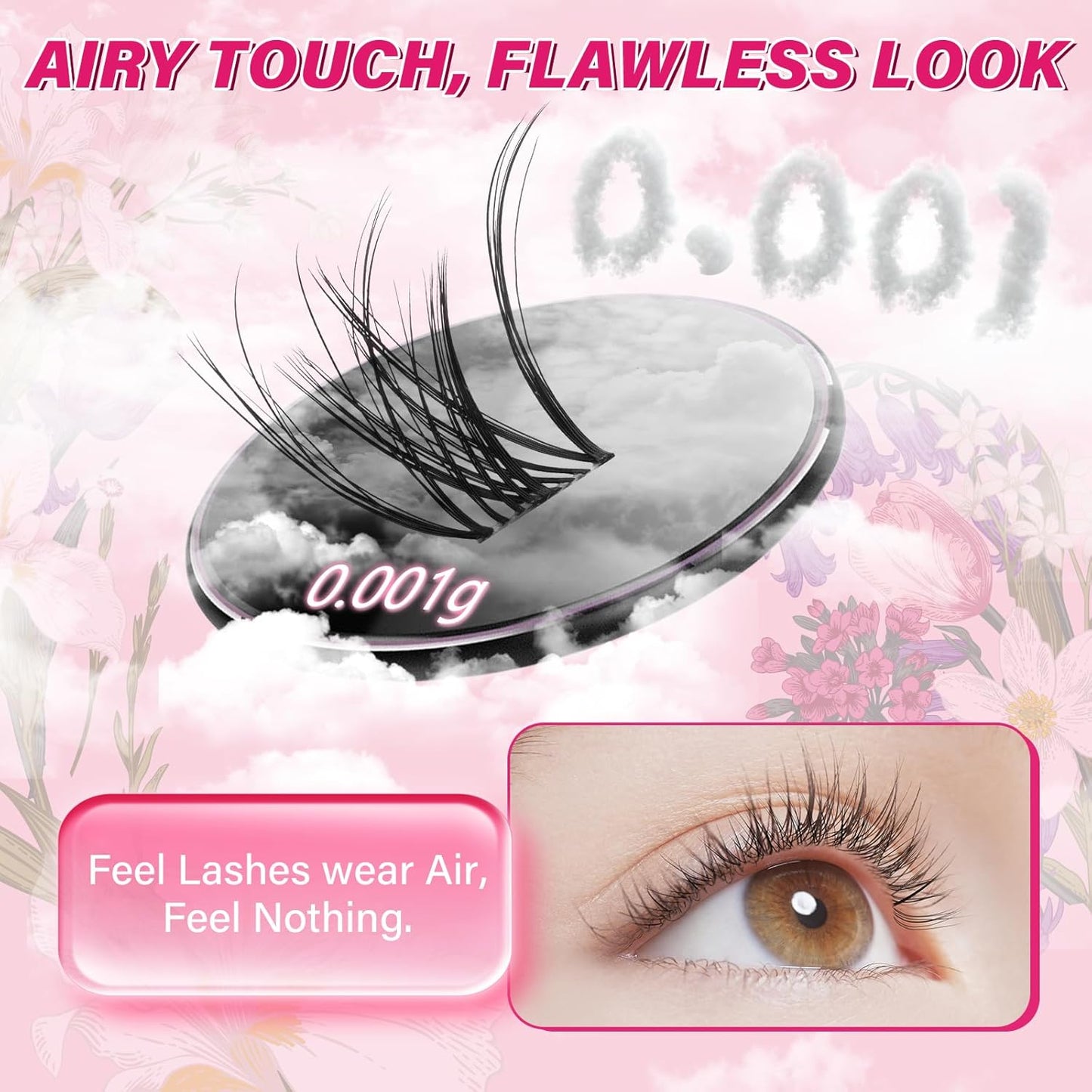 Spider Lash Clusters - Natural Wispy D Curl Eyelashes with Super Thin Band | Reusable & Comfortable (Breeze, 8-16 Mix)