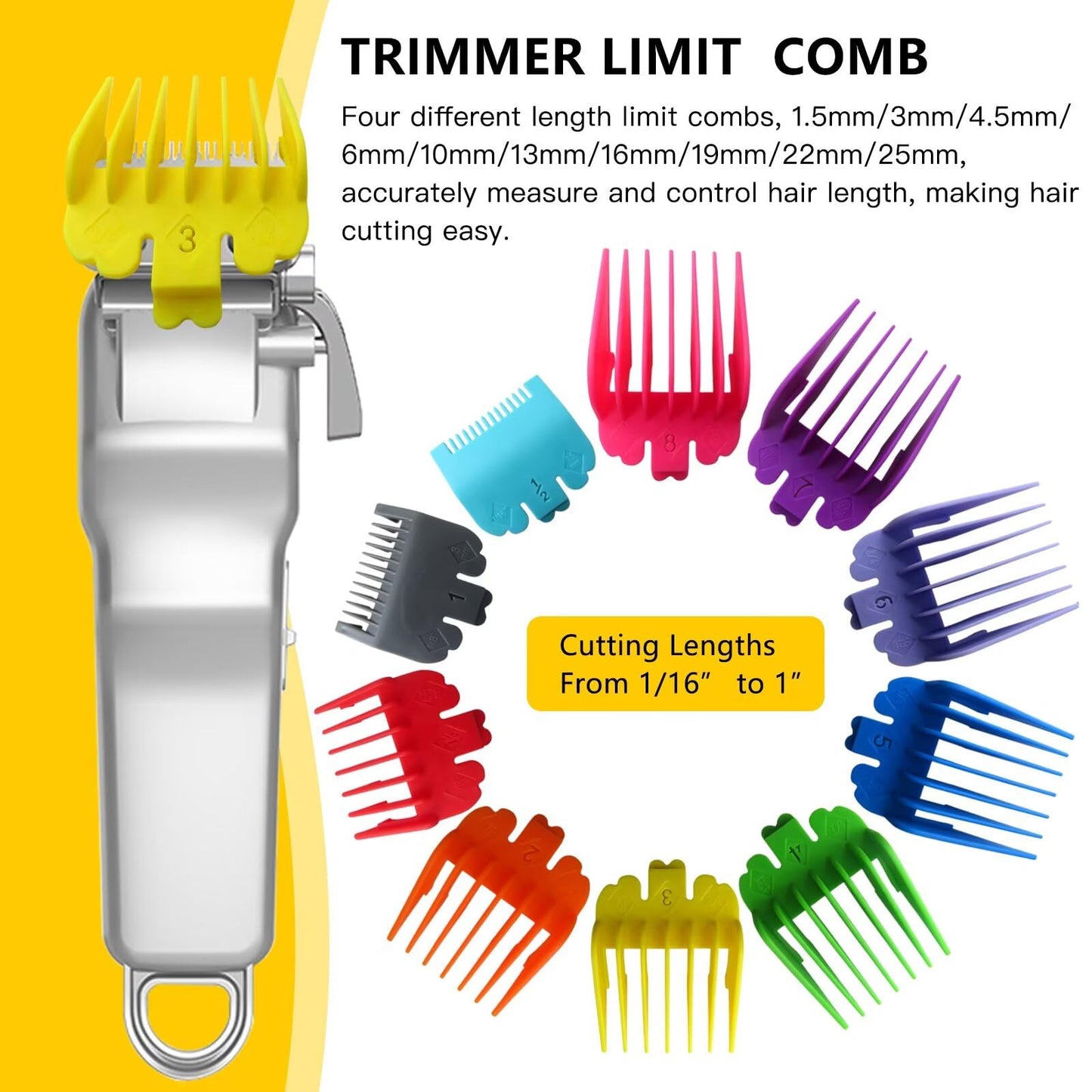 WELURE 10Pcs Hair Clipper Guards Cutting Combs for TPOB Slime2 - Multiple Colors