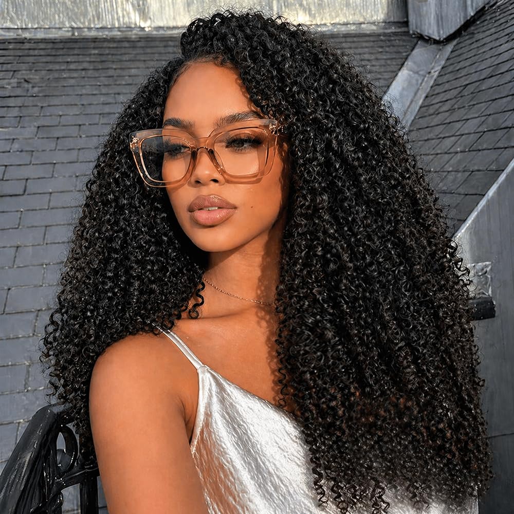 Kinky Curly Half Wig - 250% Density Human Hair | Glueless, Beginner-Friendly 20 Inch Flip Over Design