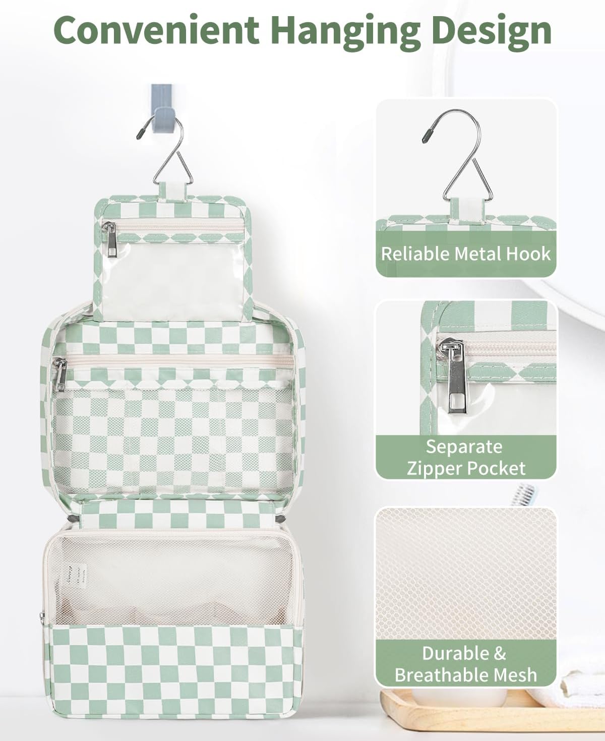 Travel Toiletry Bag for Women - Compact Hanging Makeup Organizer | Stylish & Functional Design
