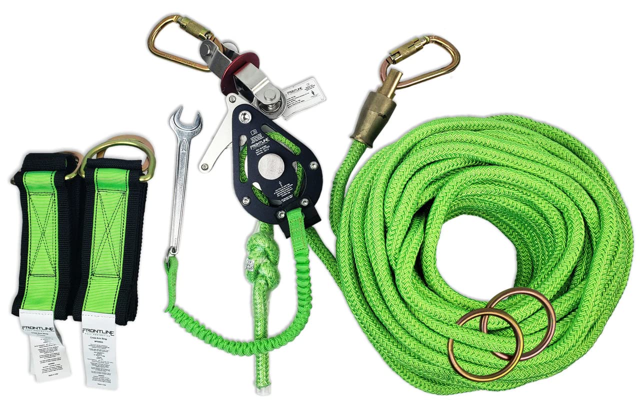 Frontline HLK1004 4-Person 100' Adjustable Horizontal Lifeline System with 6' Anchor Straps | OSHA & ANSI Compliant | Comes in Frontline Bag