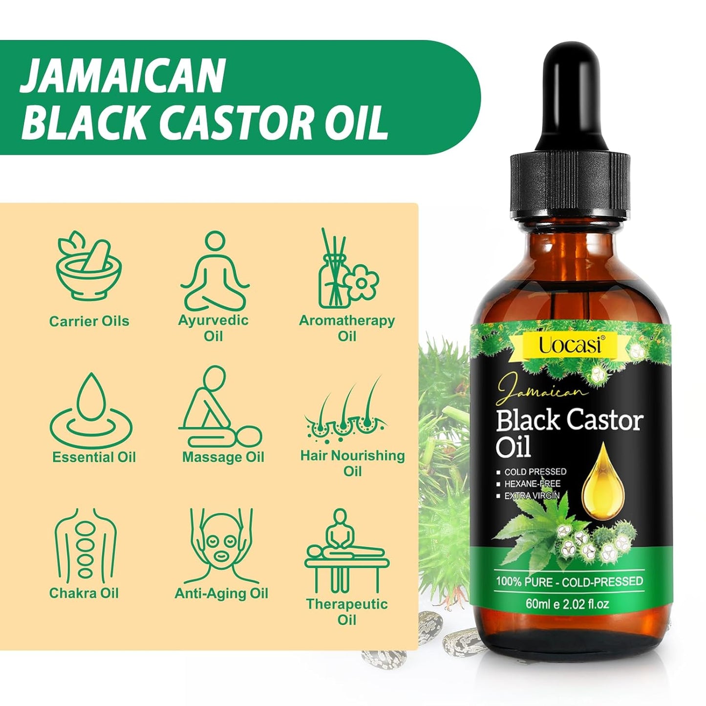 Jamaican Black Castor Oil - 100% Pure Organic Cold Pressed | Hair Growth, Eyebrow Nourishment & Skin Hydration