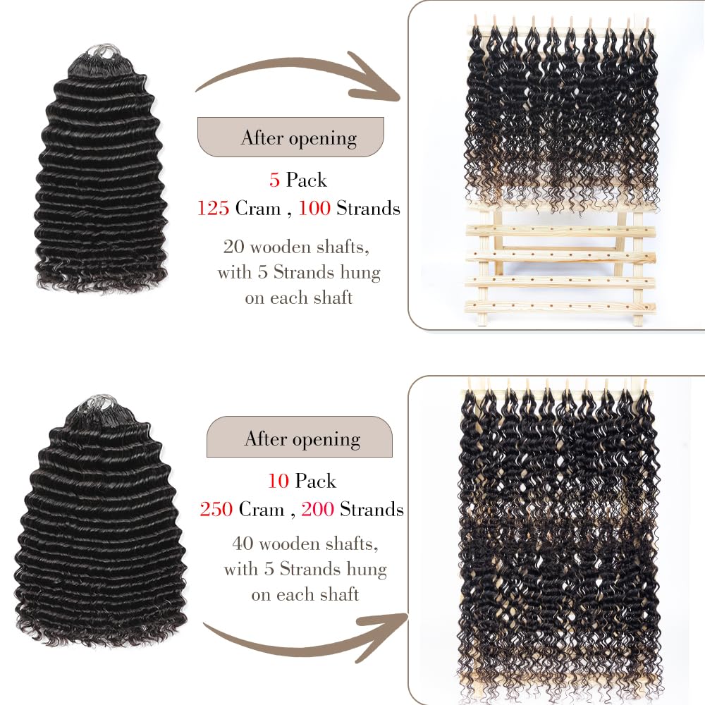 Human Crochet Hair for Black Women - Deep Wave 16 Inch 125g | Ombre Invisible Miracle Knots Extensions T27#