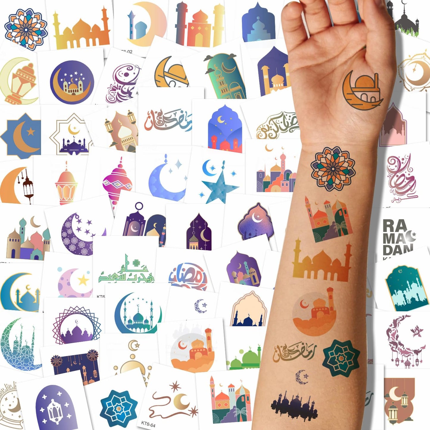 Individually Wrapped Cute Tattoos for Kids Adults,Waterproof Long Lasting 3-5 Days Fake Tattoos With Star Moon Castle Design,70pcs Temporary Tattoos for Kids Birthday Party Favors Goodie Bag Fillers
