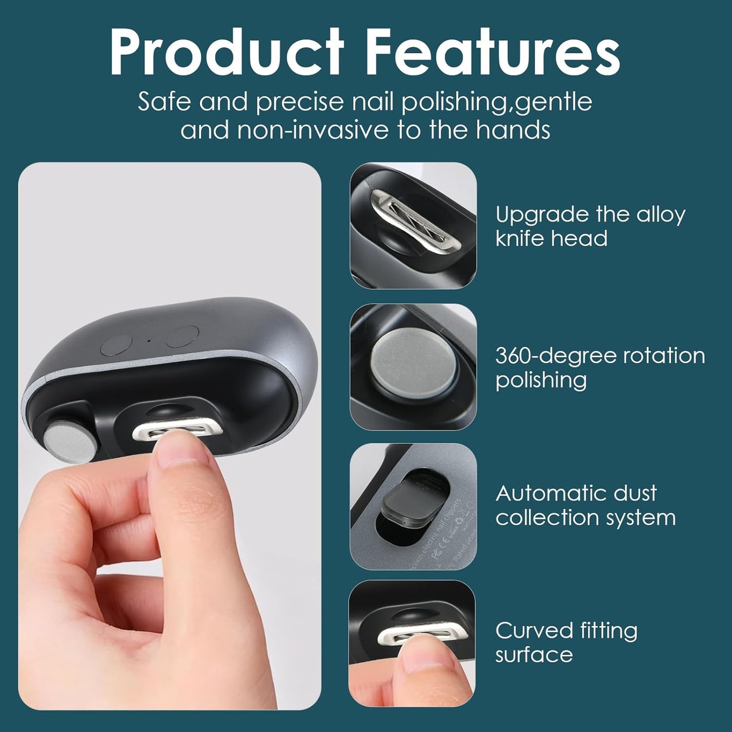Electric Nail Clipper - Upgraded 3-in-1 Multifunctional Trimmer with LED Light | Ideal for Adults & Seniors