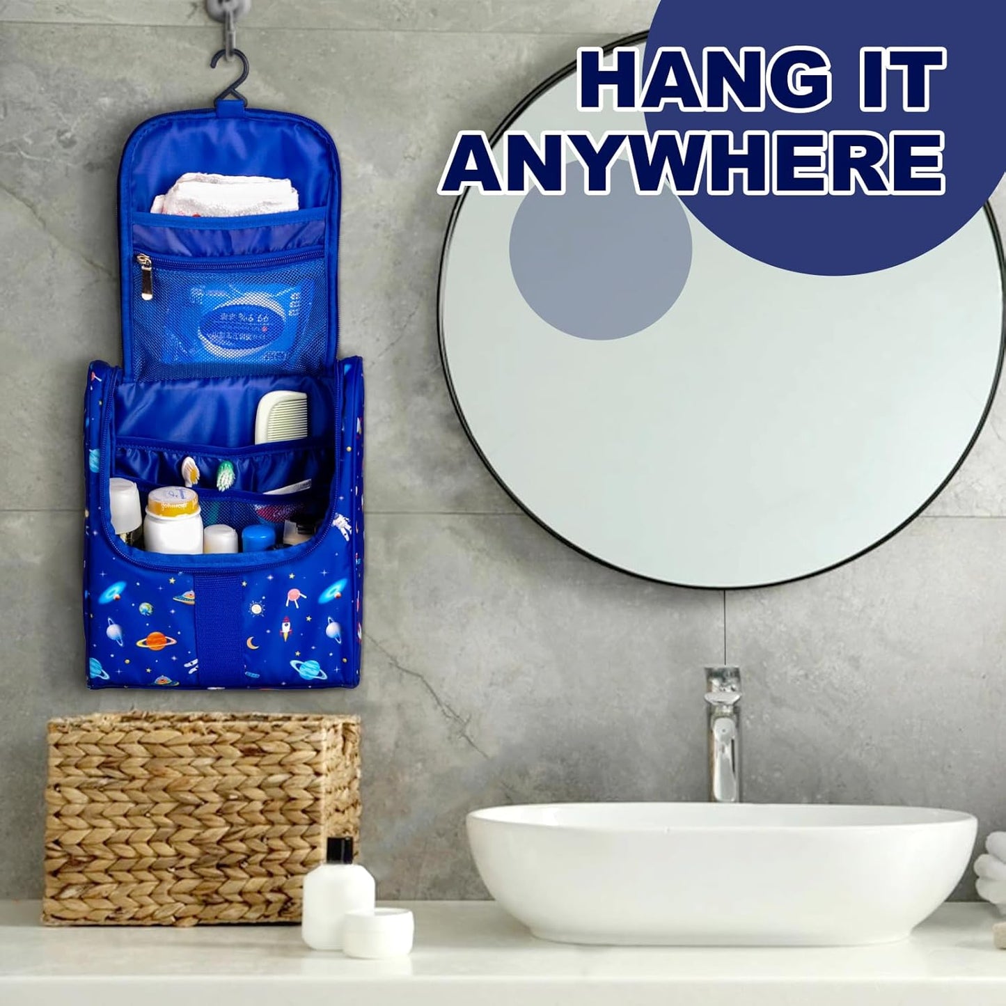 Cute Cartoon Kids Toiletry Bag - Astronaut Travel Cosmetic Organizer | Perfect for Boys & Girls