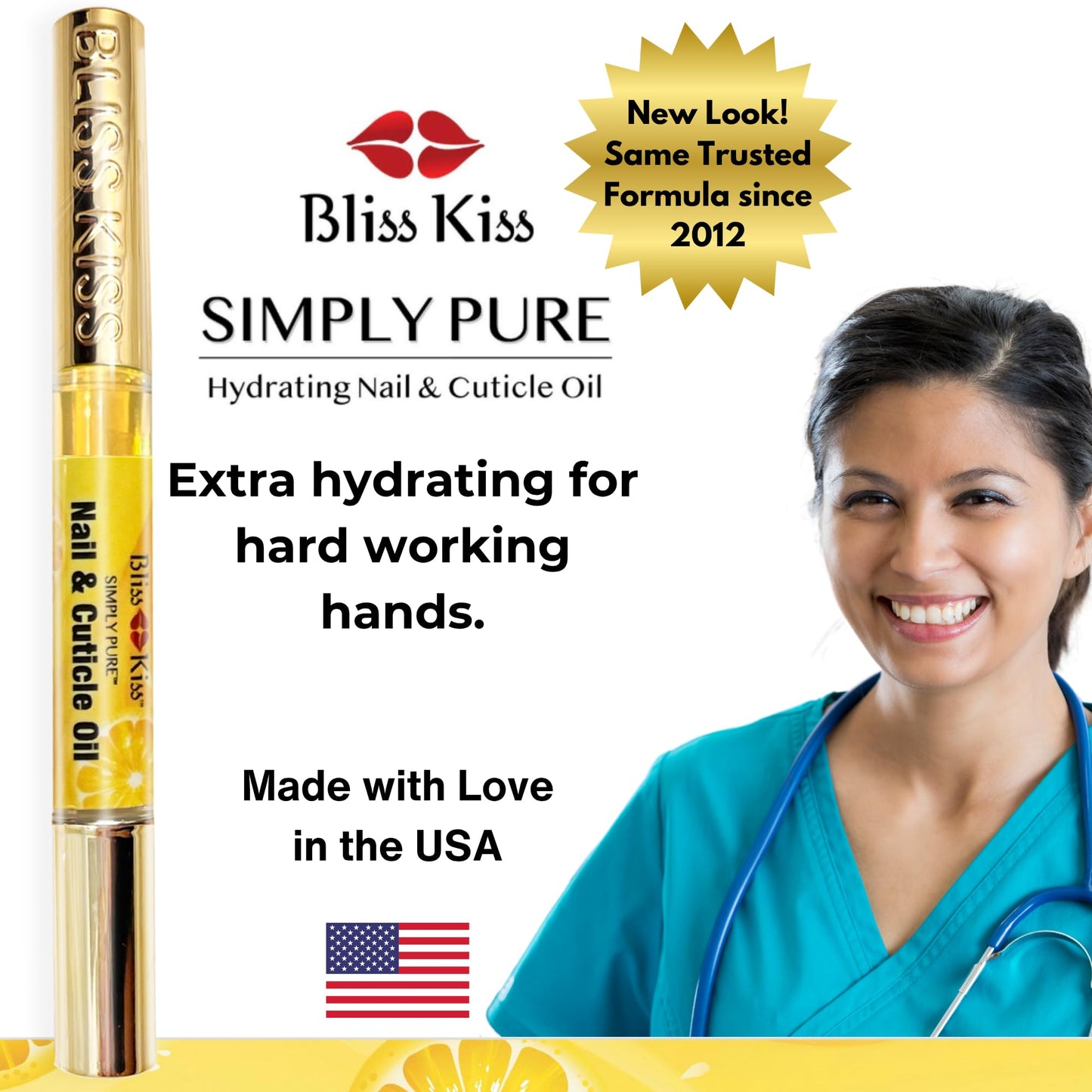 Bliss Kiss | Crisp Fragrance 4 Nail Oil Cuticle Pens w/Vitamin E & Jojoba⏤Nail Strengthener Nail Growth Treatment for Brittle Peeling Breaking Thin Nails