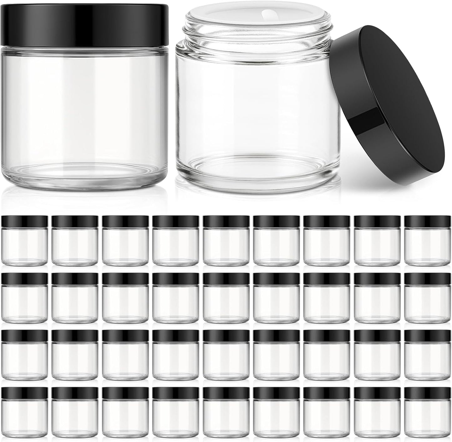 Amber Glass Lotion Jars - 36 Pack 4 oz Refillable Containers with Lids & Inner Liners | Ideal for Creams & Scrubs