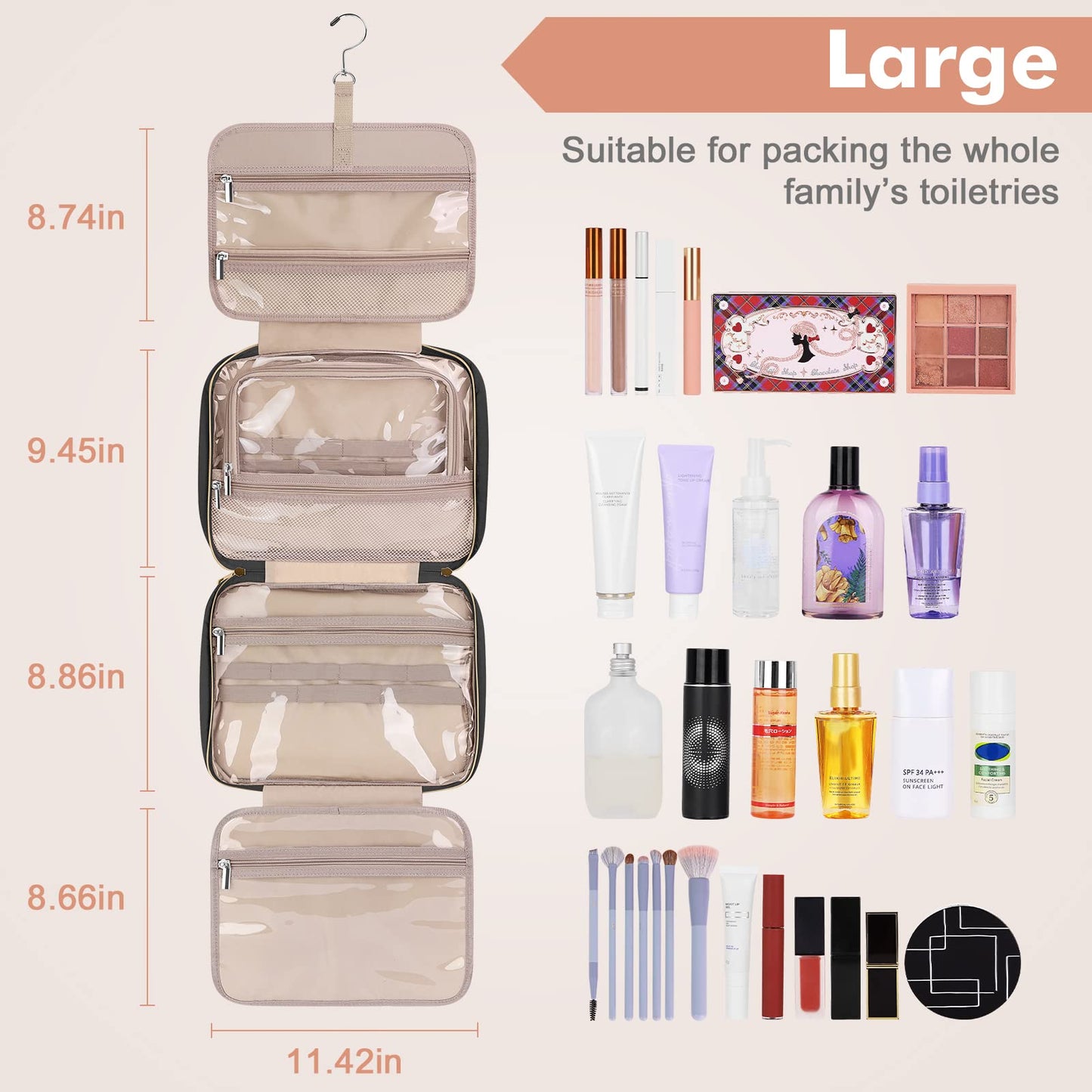 Wedama Toiletry Bag for Women, Hanging Travel Toiletry Bag