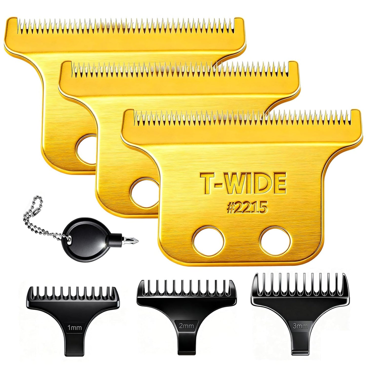 Replacement T Wide Blades for Wahl 5 Star Detailer Li Trimmer - Adjustable Stainless Steel Zero-Gap Blade | 1PC Gold