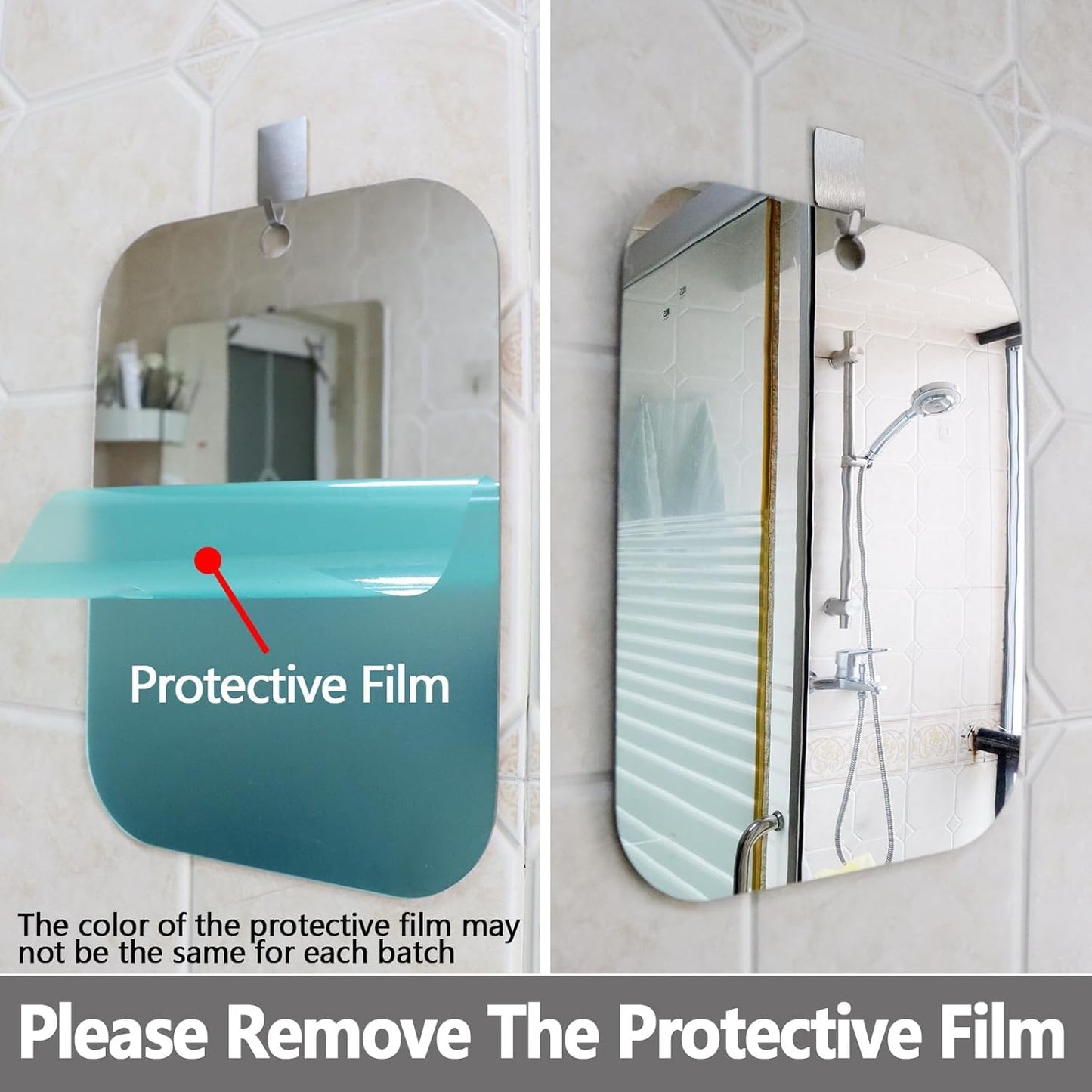 Shatterproof Fogless Shower Mirror - Large Anti-Fog Shaving Mirror | 11x8 in Waterproof Wall-Mounted Accessory