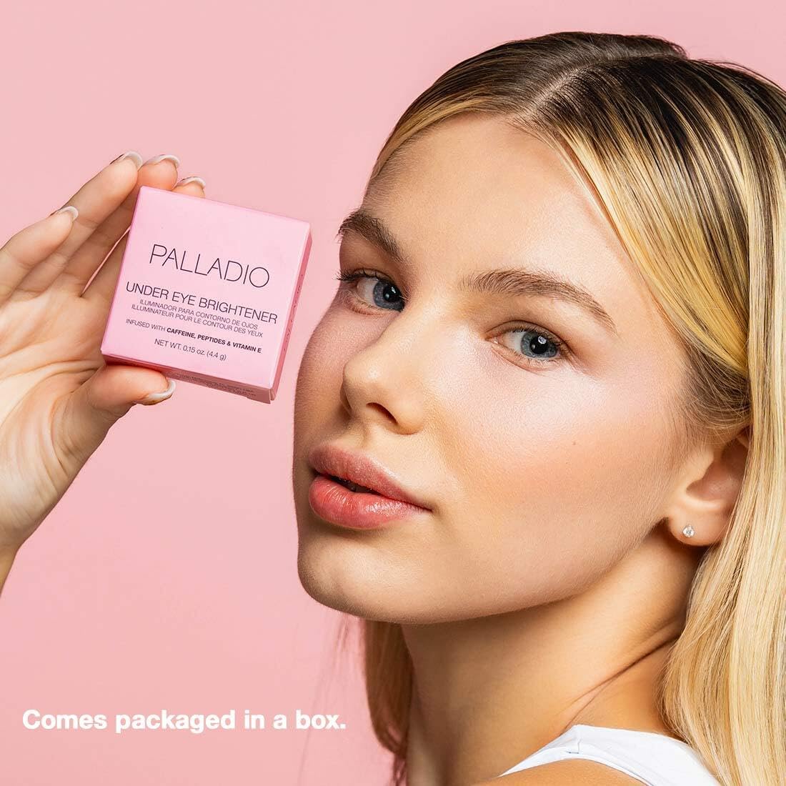Palladio Under Eye Brightener - Concealer with Caffeine & Vitamin E | Light to Medium Soft Pink for Dark Circles