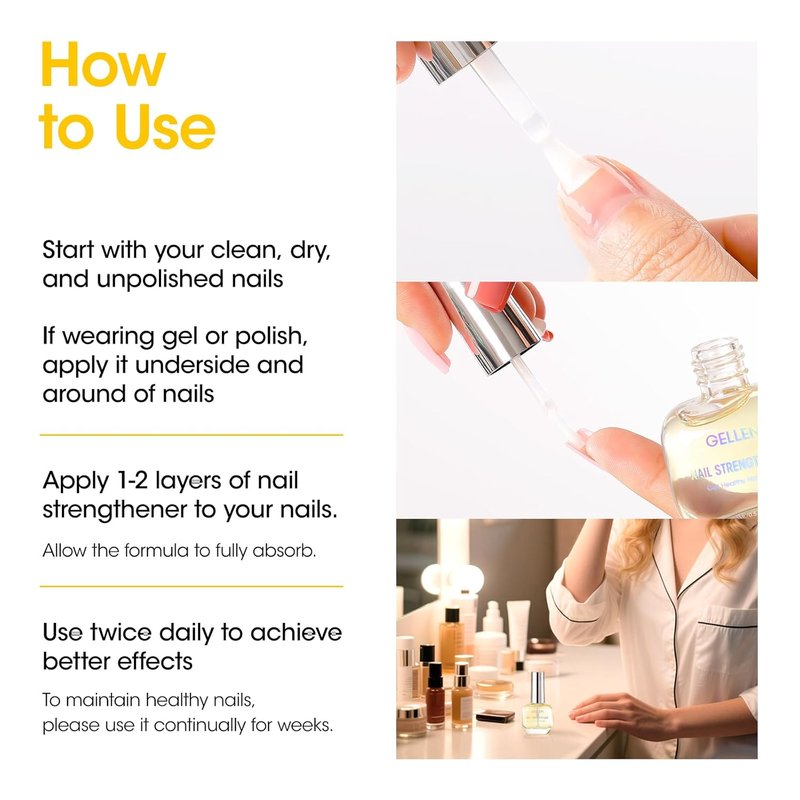 GELLEN Pro Care Ginger Nail Strengthener - 8-in-1 Air Dry Clear Serum for Thin Nails Growth & Repair | Nourishing Formula