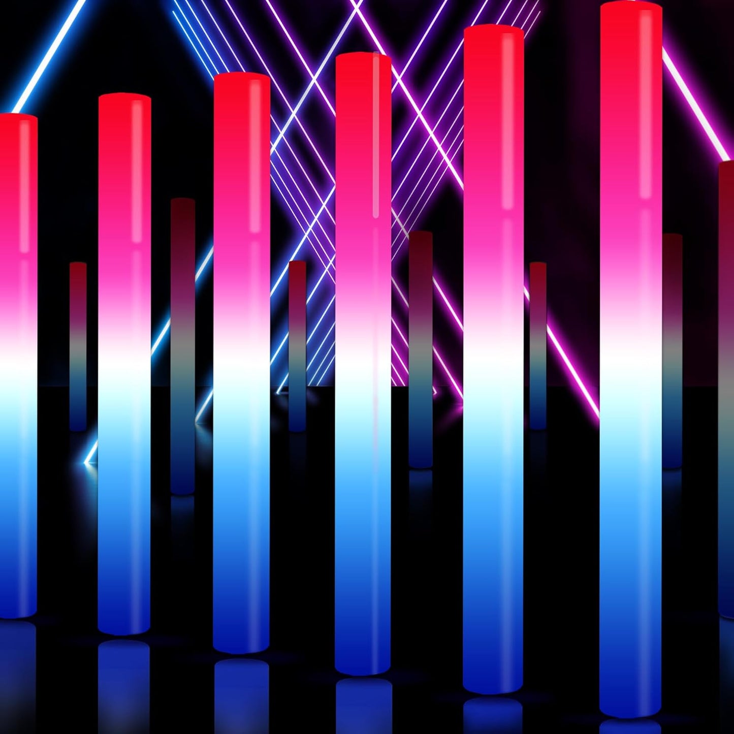 Glow Sticks - 50-Pack Foam Glow Sticks in Red, White & Blue | Perfect for Patriotic Events, Parties & Weddings
