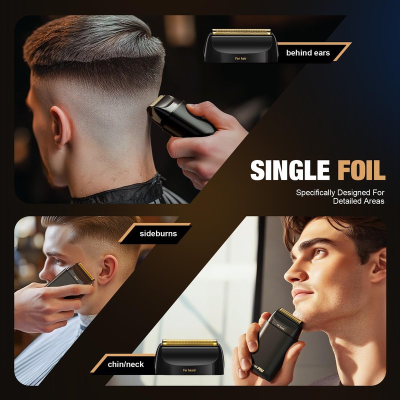 SUPRENT PRO Mens Foil Shaver Professional, Portable Men’s Facial Hair Groomer Magnetic Blade，Electric Razors for Men(Black)